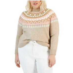 TOMMY HILFIGER Half Snowflake Pullover Sweater 2X Beige Fairisle NWT